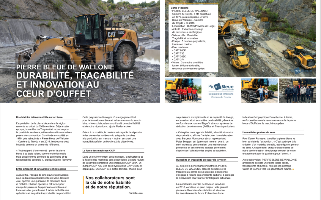 La Carrière Pierre Bleue de Wallonie mise à l’honneur dans le CAT® Magazine